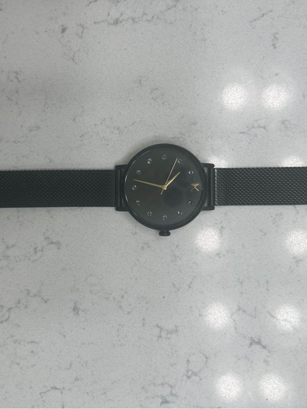 MVMT Black Mesh Strap Watch with Gold Hands